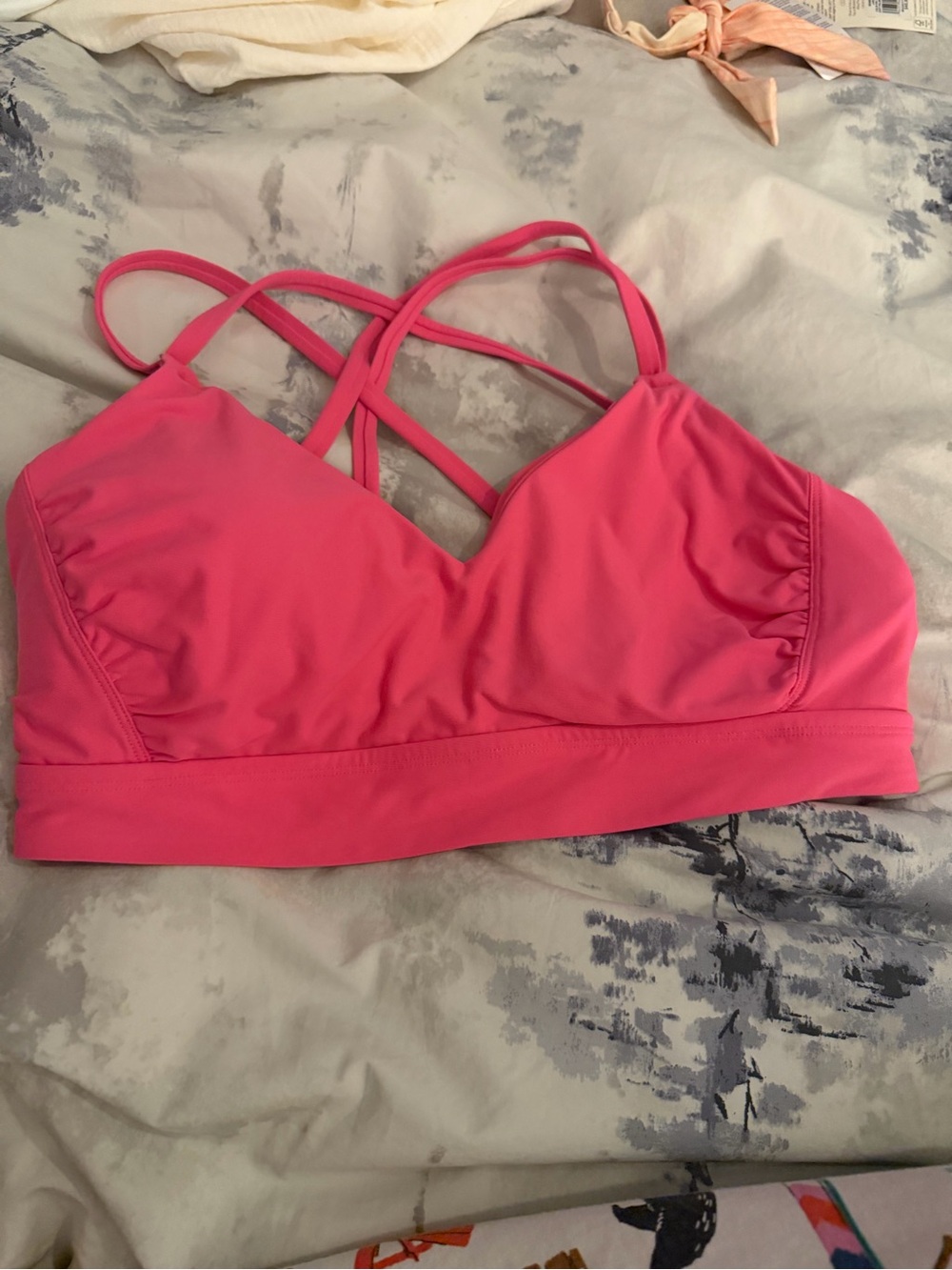 CALIA by Carrie Underwood Hot Pink Crisscross Swim Top